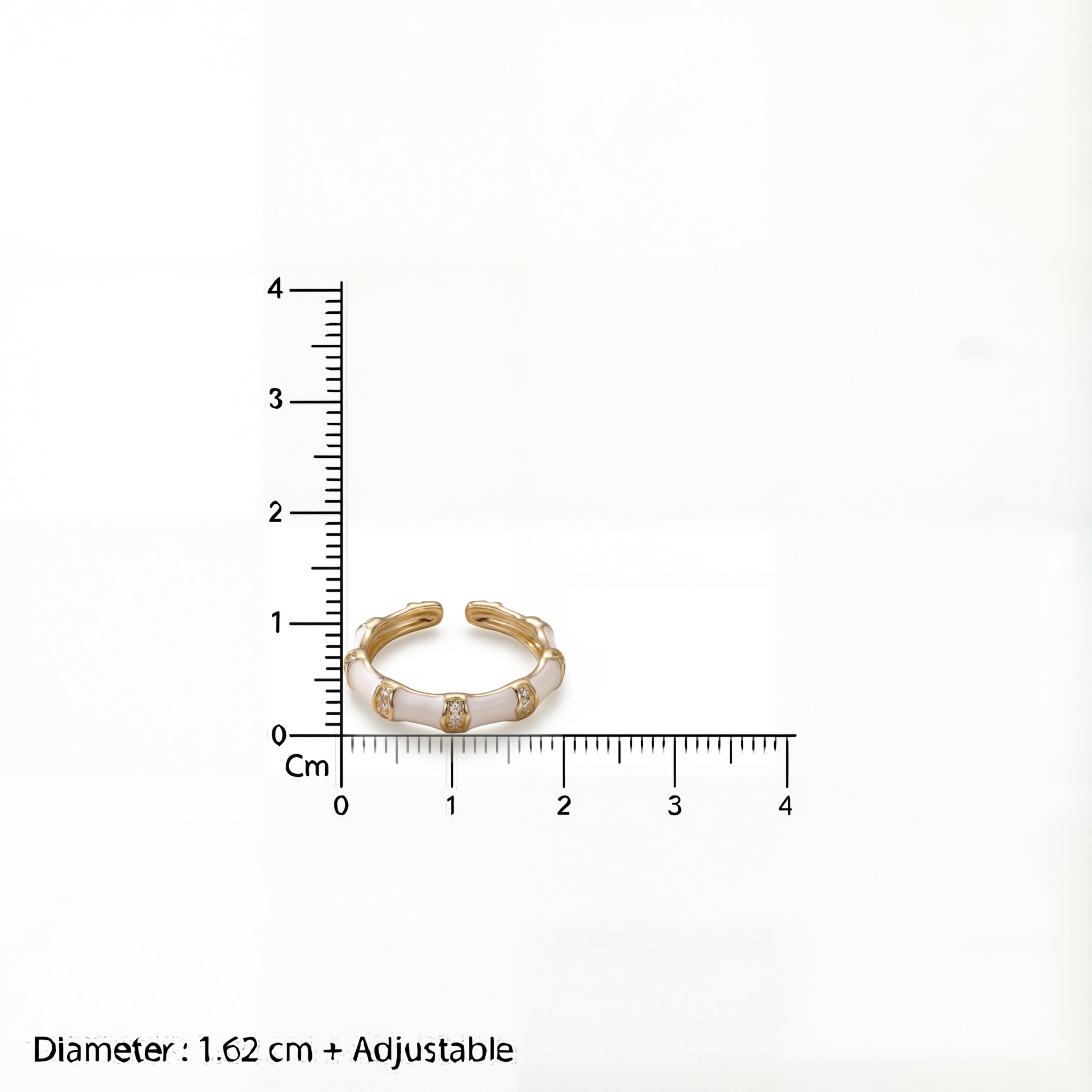 Korean Ivory Enamel & Gold Bamboo Wrap Ring : YUFSRG005-WH