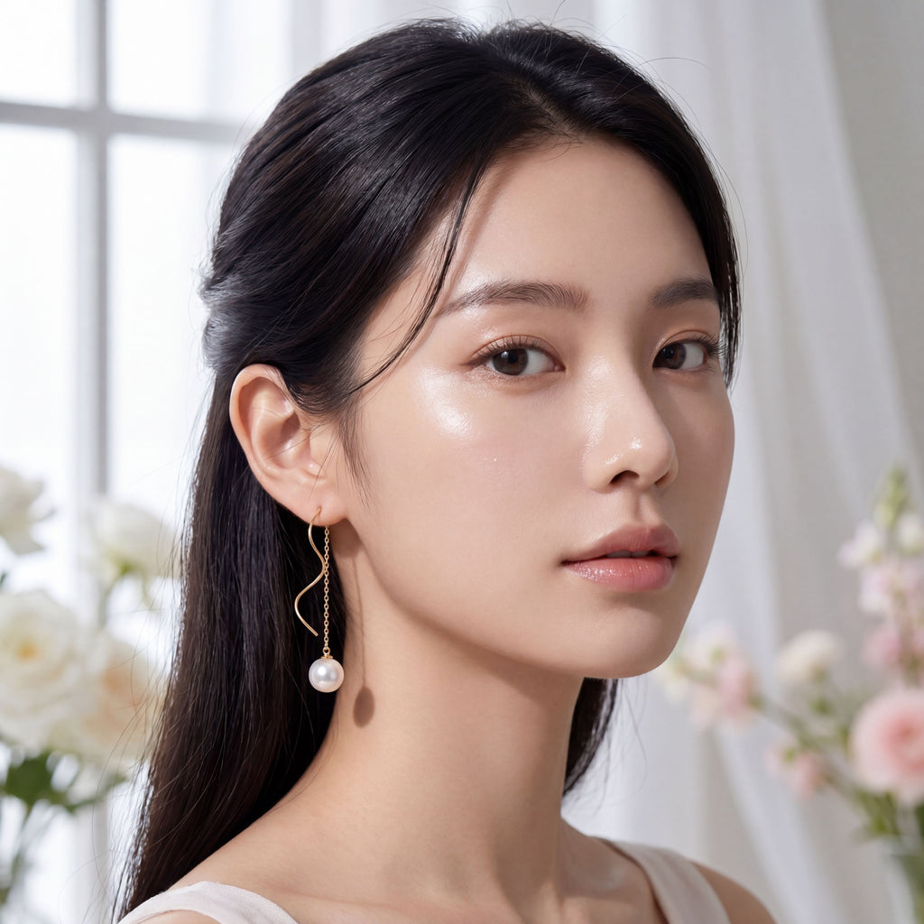Korean Minimalist Pearl Threader Earrings