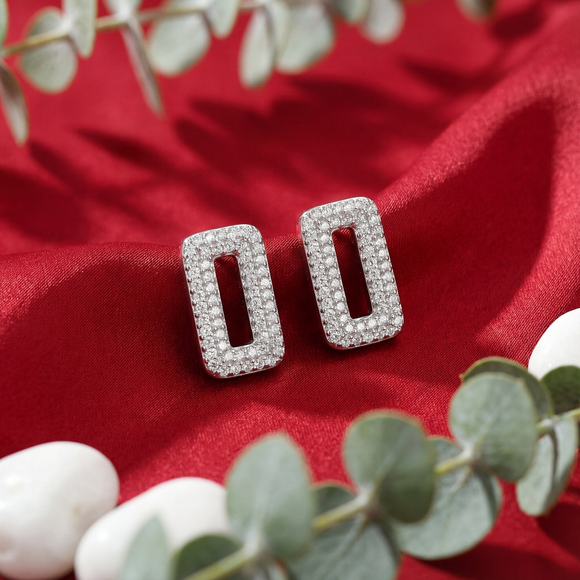 The Pave Rectangle Link Earrings