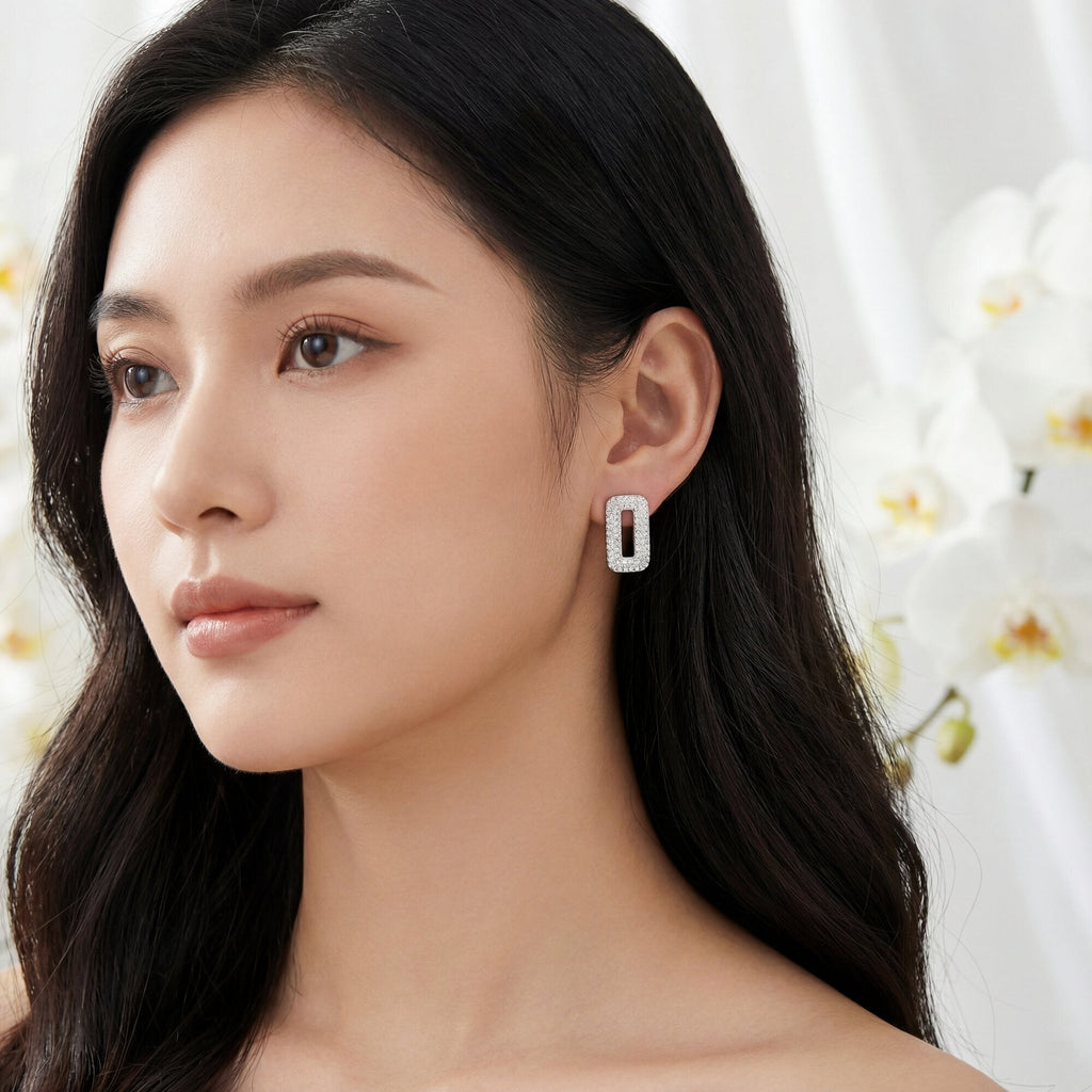 The Pave Rectangle Link Earrings
