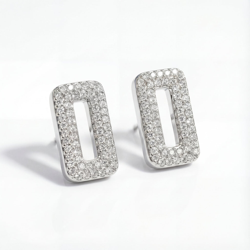 The Pave Rectangle Link Earrings