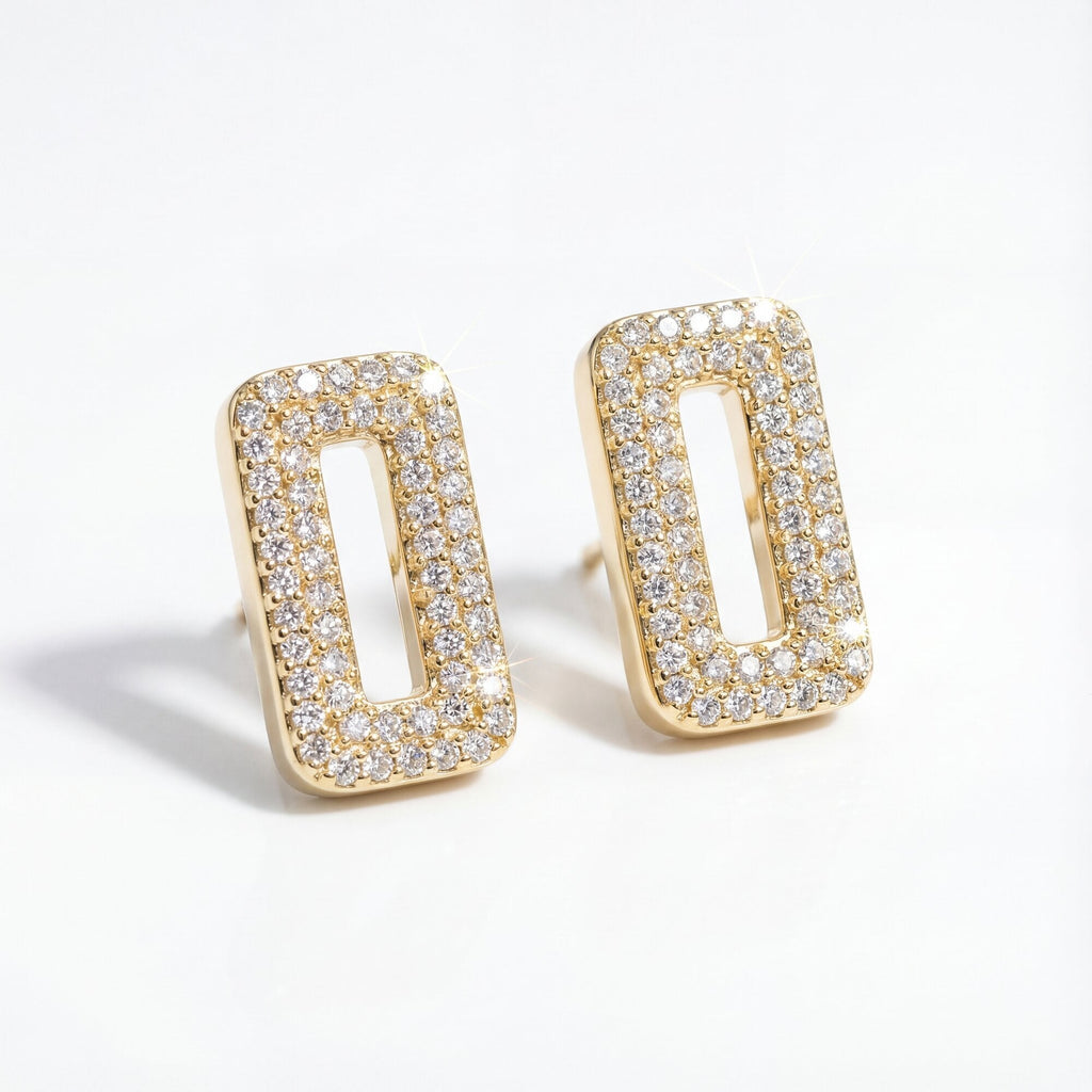 The Pave Rectangle Link Earrings