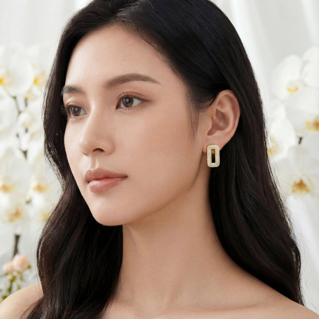 The Pave Rectangle Link Earrings