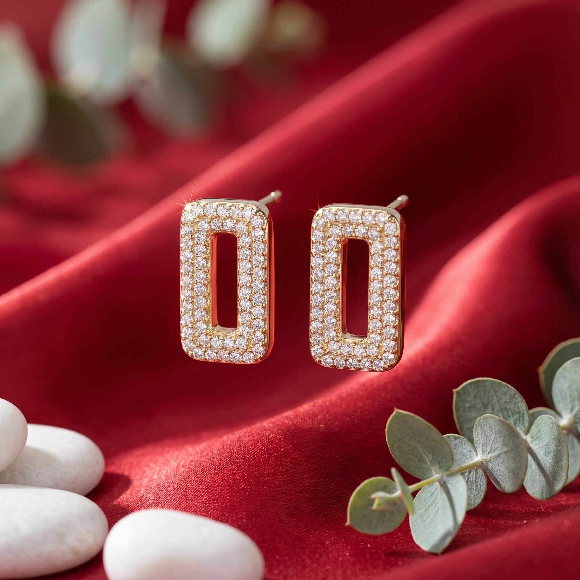 The Pave Rectangle Link Earrings