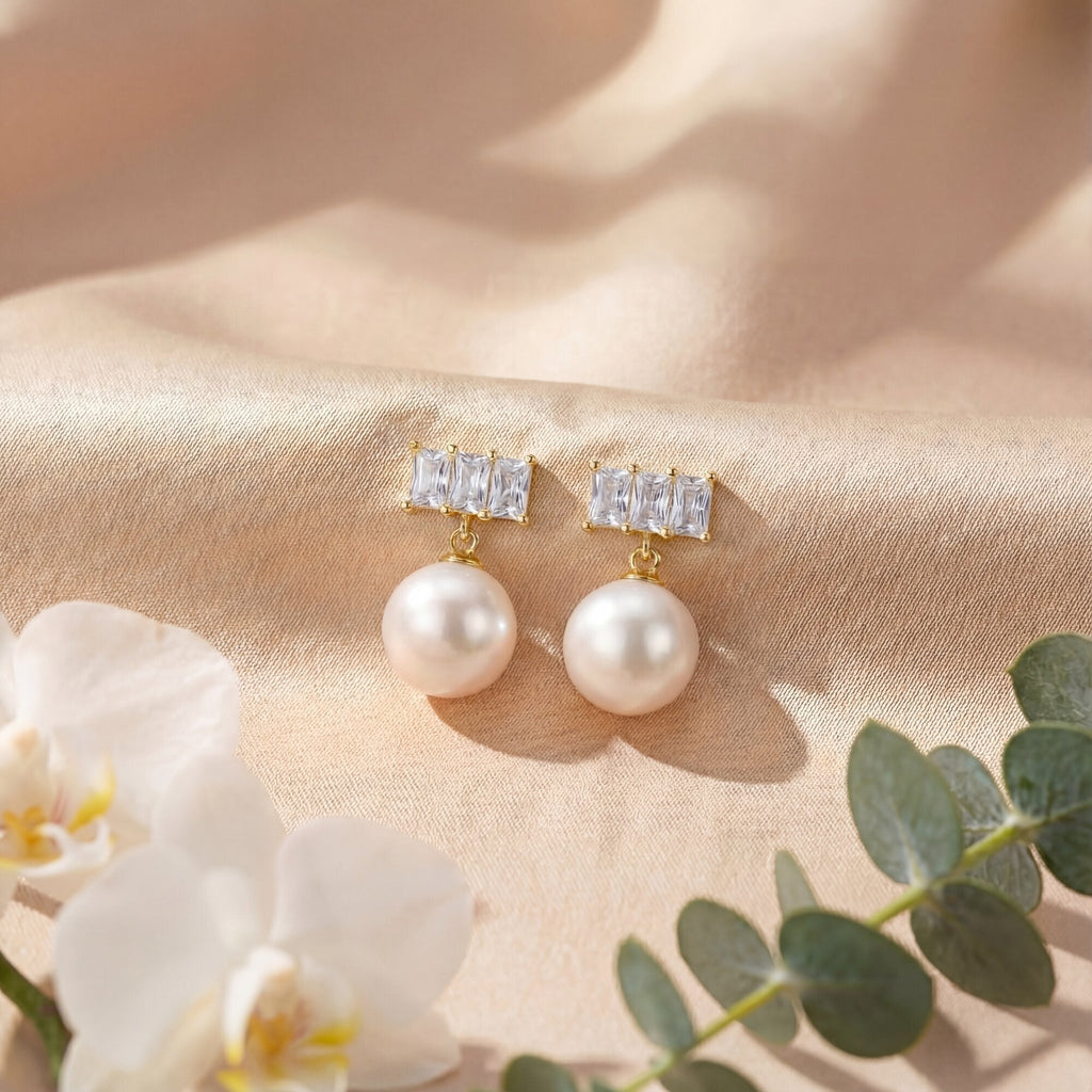 Modern muse ,Bar and Pearl stud.