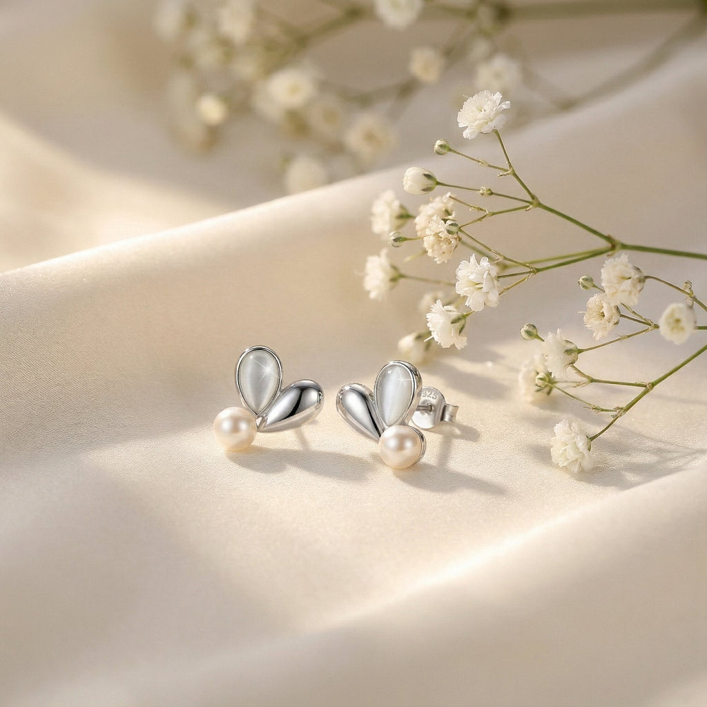 Silver Duo Heart Studs