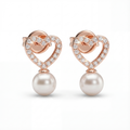 Romantic Heart Pearl Studs