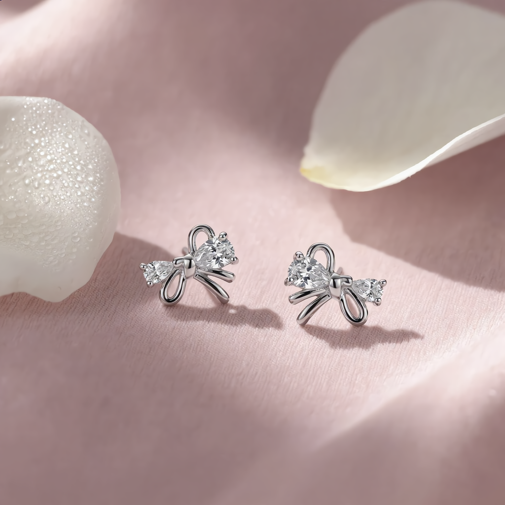 Crystal Bow Stud Earrings