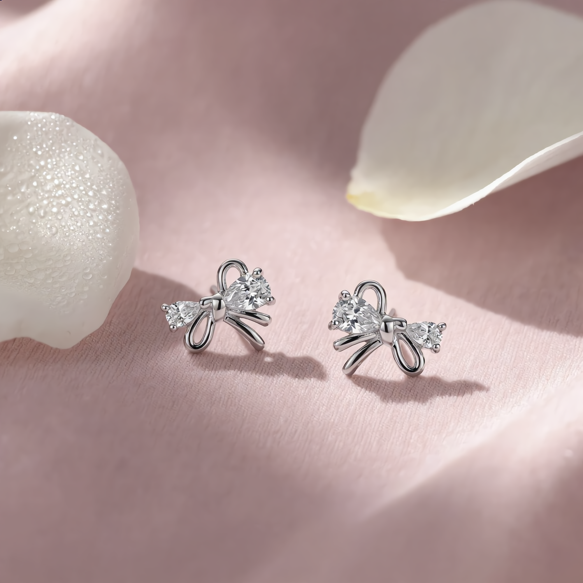 Crystal Bow Stud Earrings