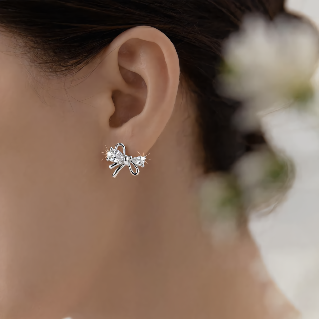 Crystal Bow Stud Earrings
