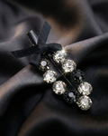 Velvet noir Crystal Bow Hair Clip