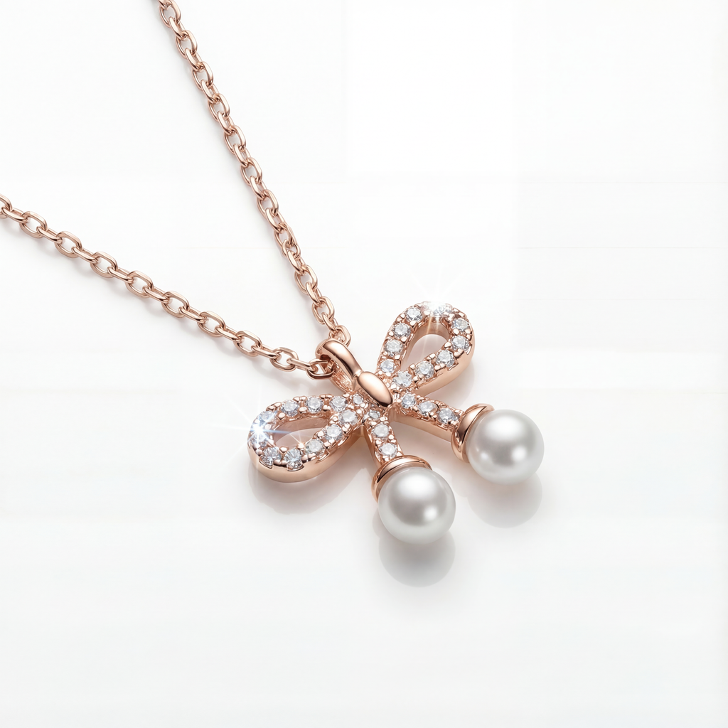 Sparkle Studded bow with Pearl Drop