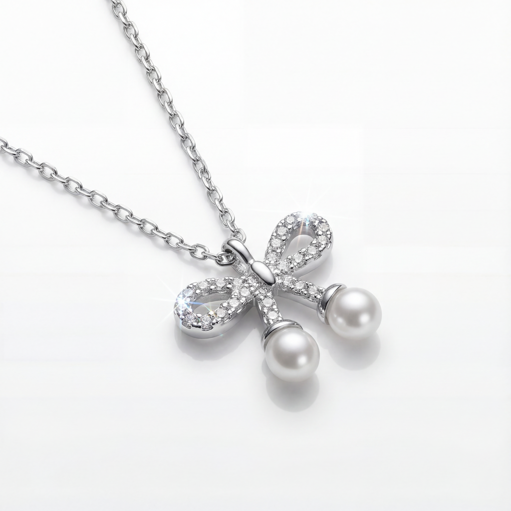 Sparkle Studded bow with Pearl Drop