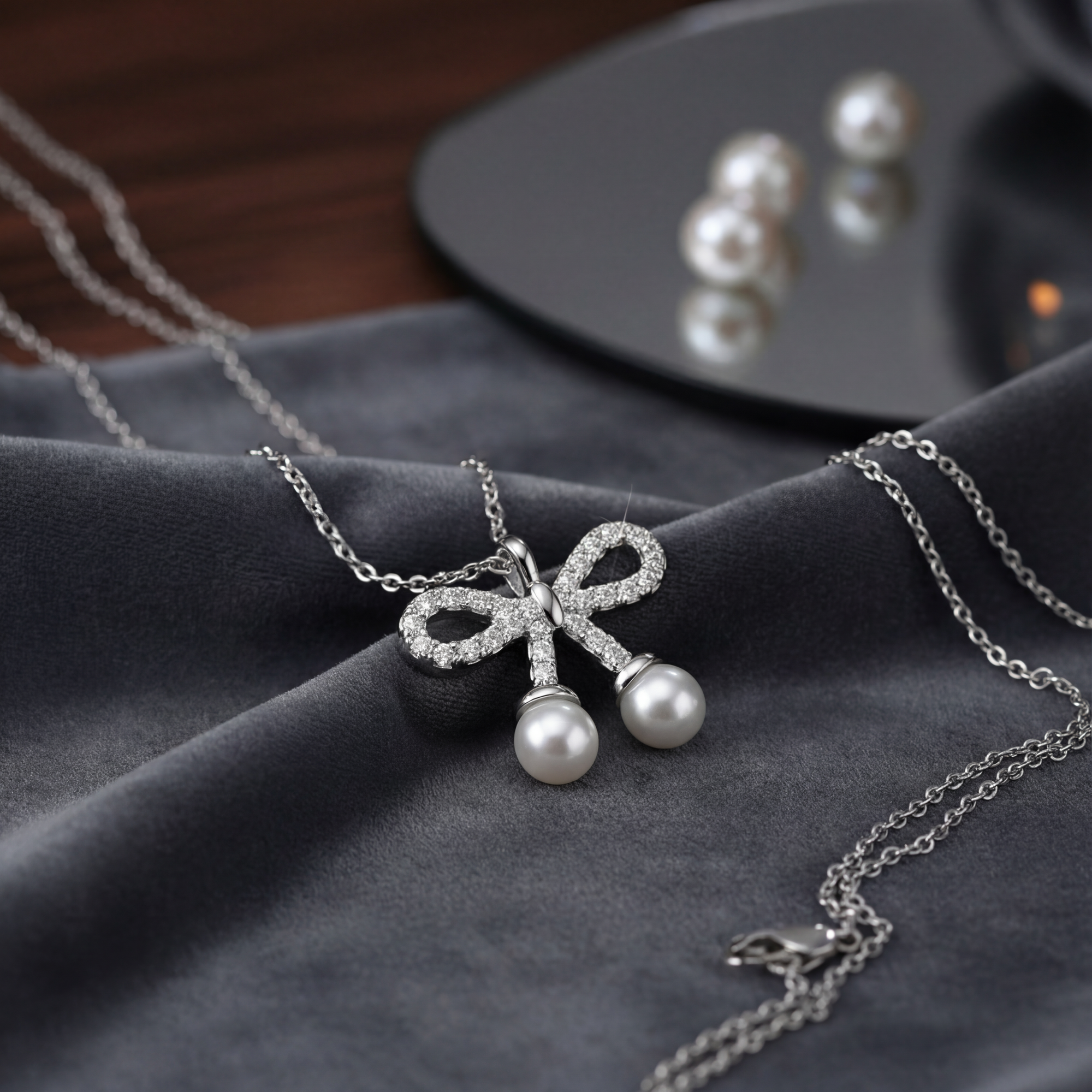 Sparkle Studded bow with Pearl Drop