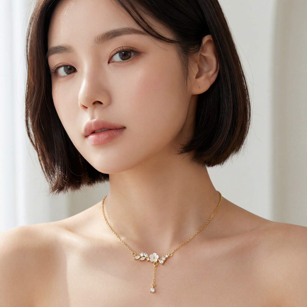 The Floral Drop Lariat, Blossom Cascade Necklace