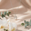 Leaf Halo Pearl Pendant Necklace