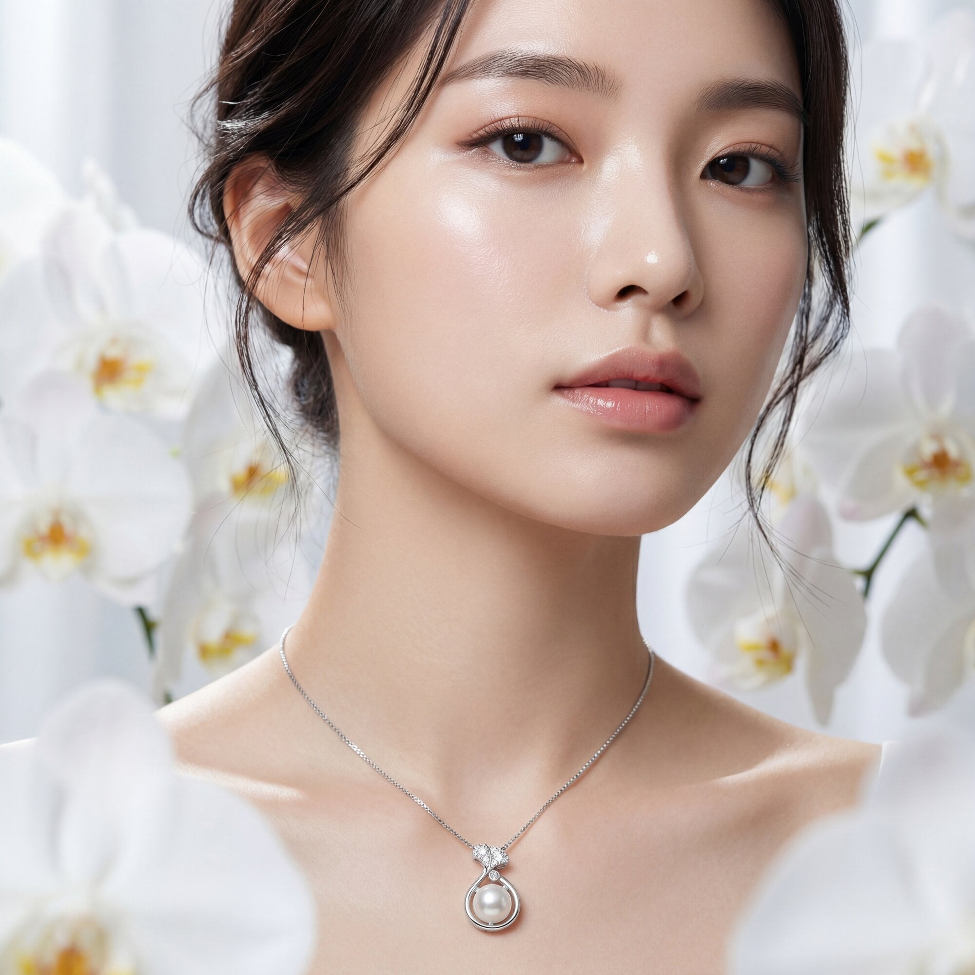 The Luna Pearl & Crystal Pendant Necklace