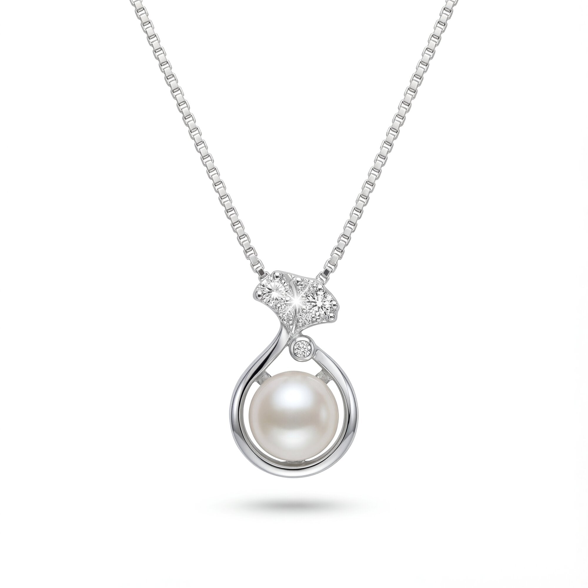 The Luna Pearl & Crystal Pendant Necklace
