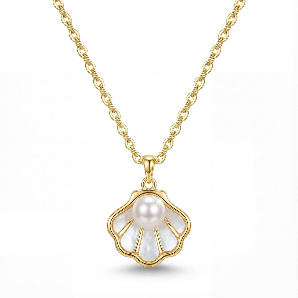 The Seaside Scallop Shell & Pearl Necklace
