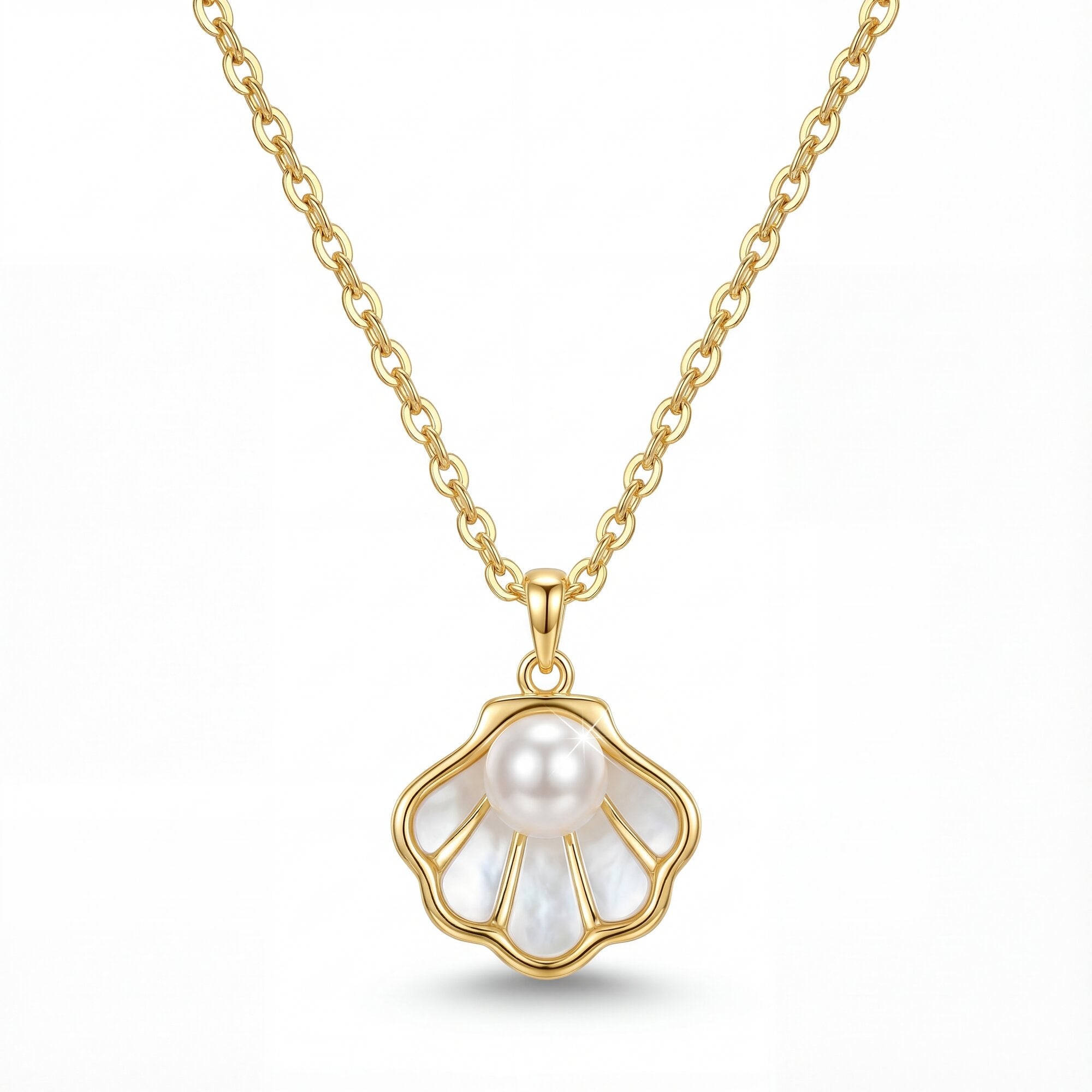 The Seaside Scallop Shell & Pearl Necklace