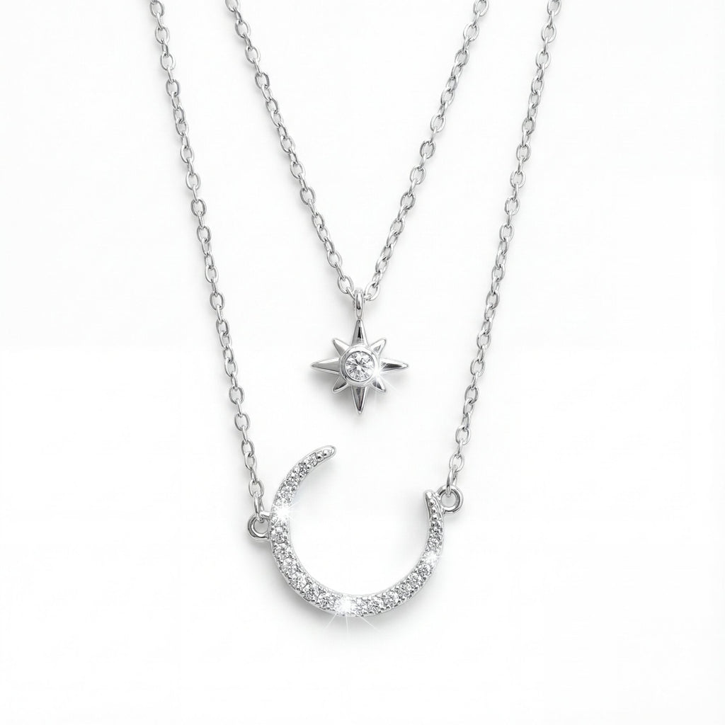 The "Celestial" Layered Moon & Star Necklace