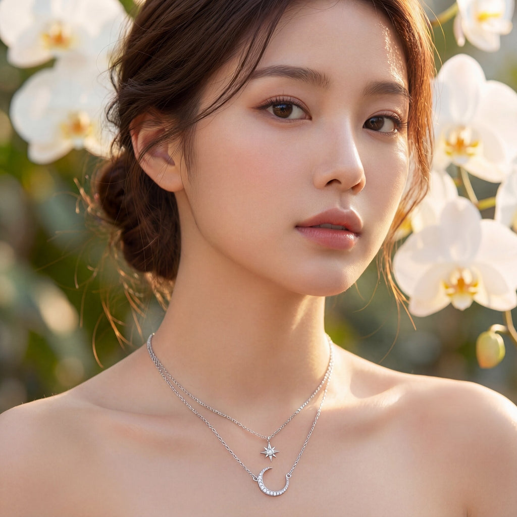 The "Celestial" Layered Moon & Star Necklace