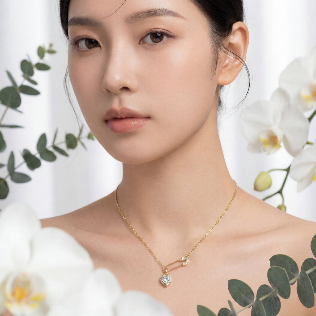 Secure Love Safety Pin & Heart Necklace