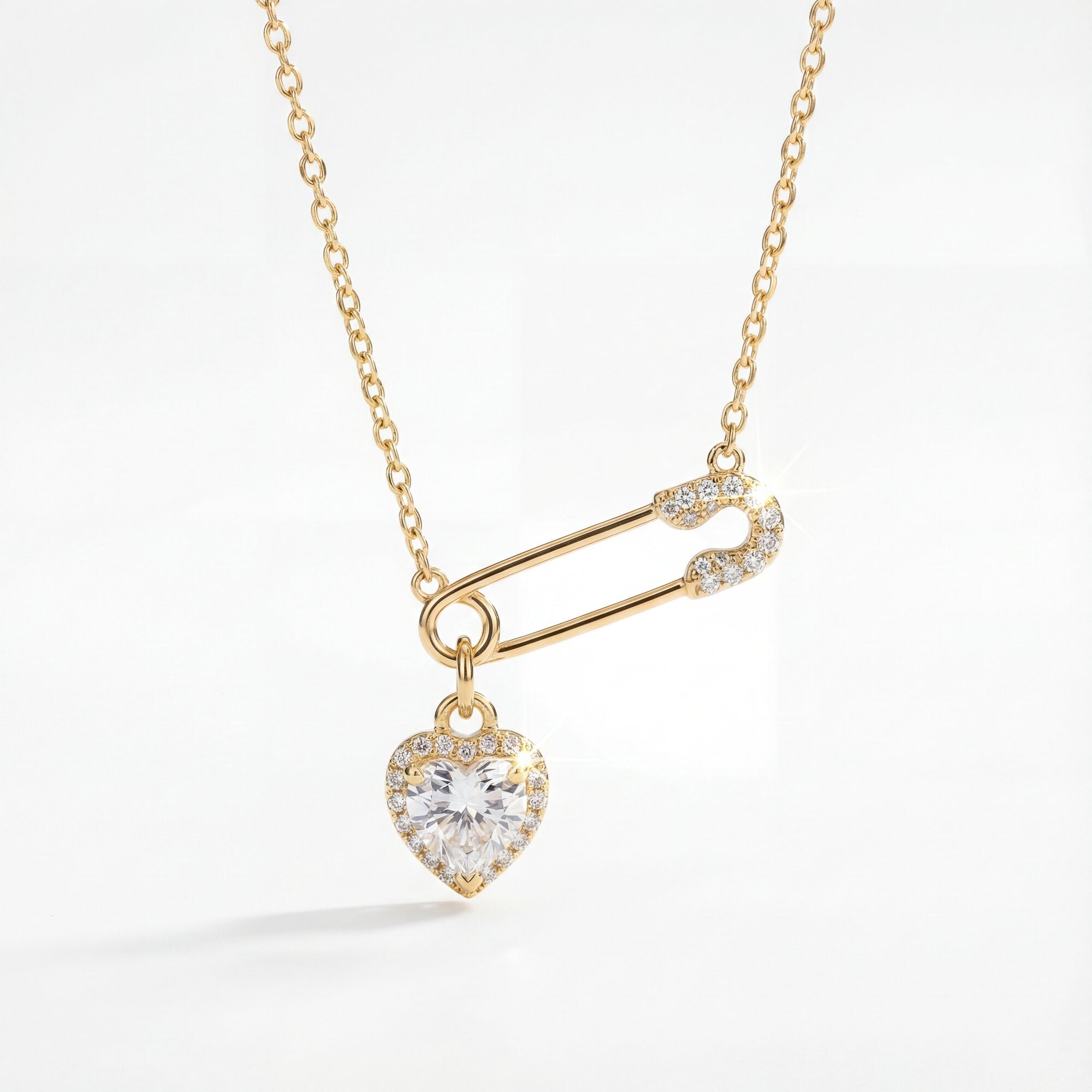 Secure Love Safety Pin & Heart Necklace