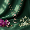 The Cosmic Rose Layered Star & Moon Necklace