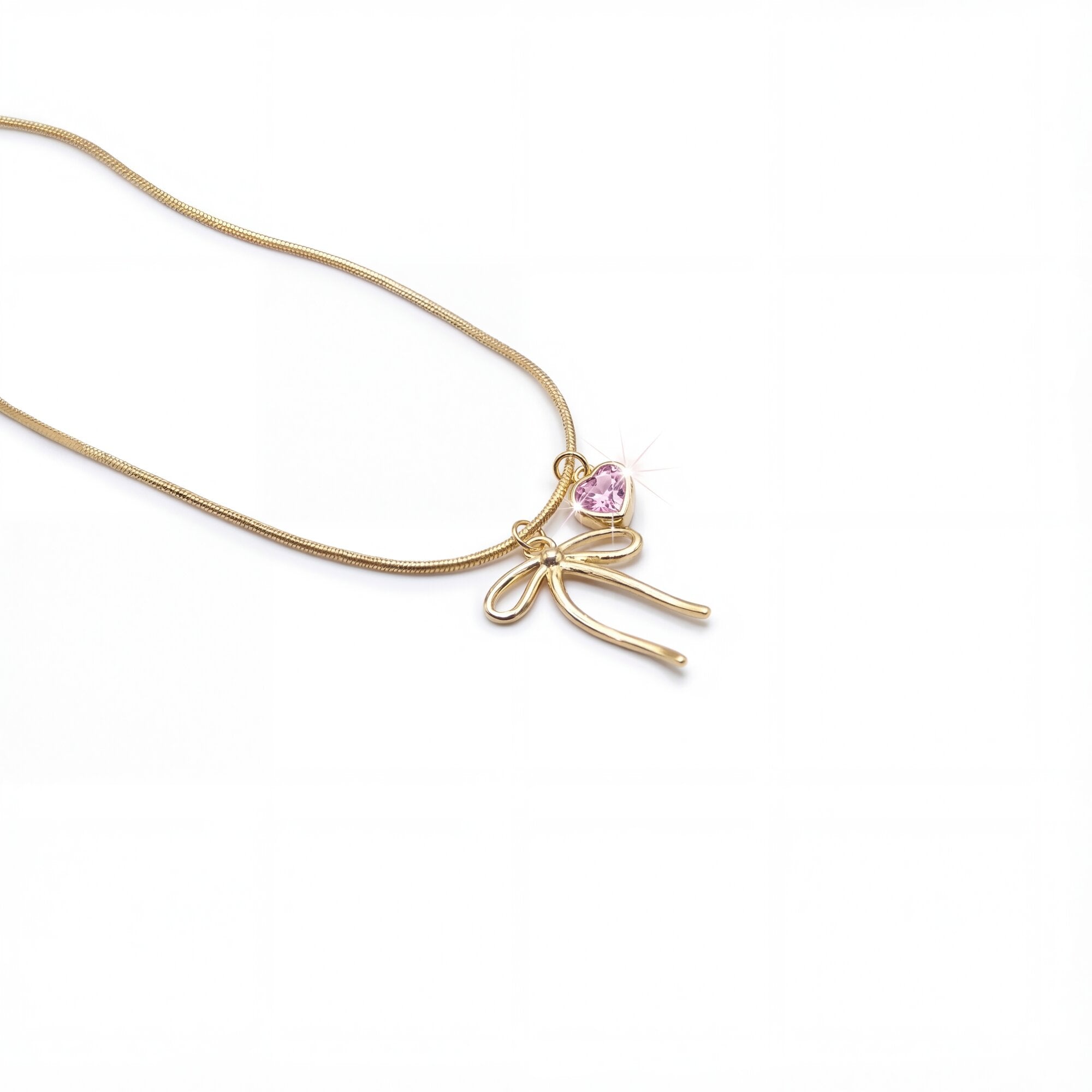 The "Darling" Ribbon & Heart Snake Chain Necklace