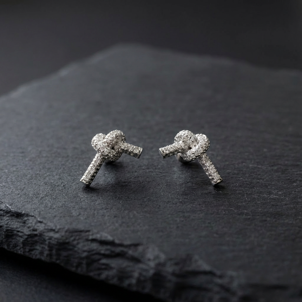Pave Knot Stud Earrings