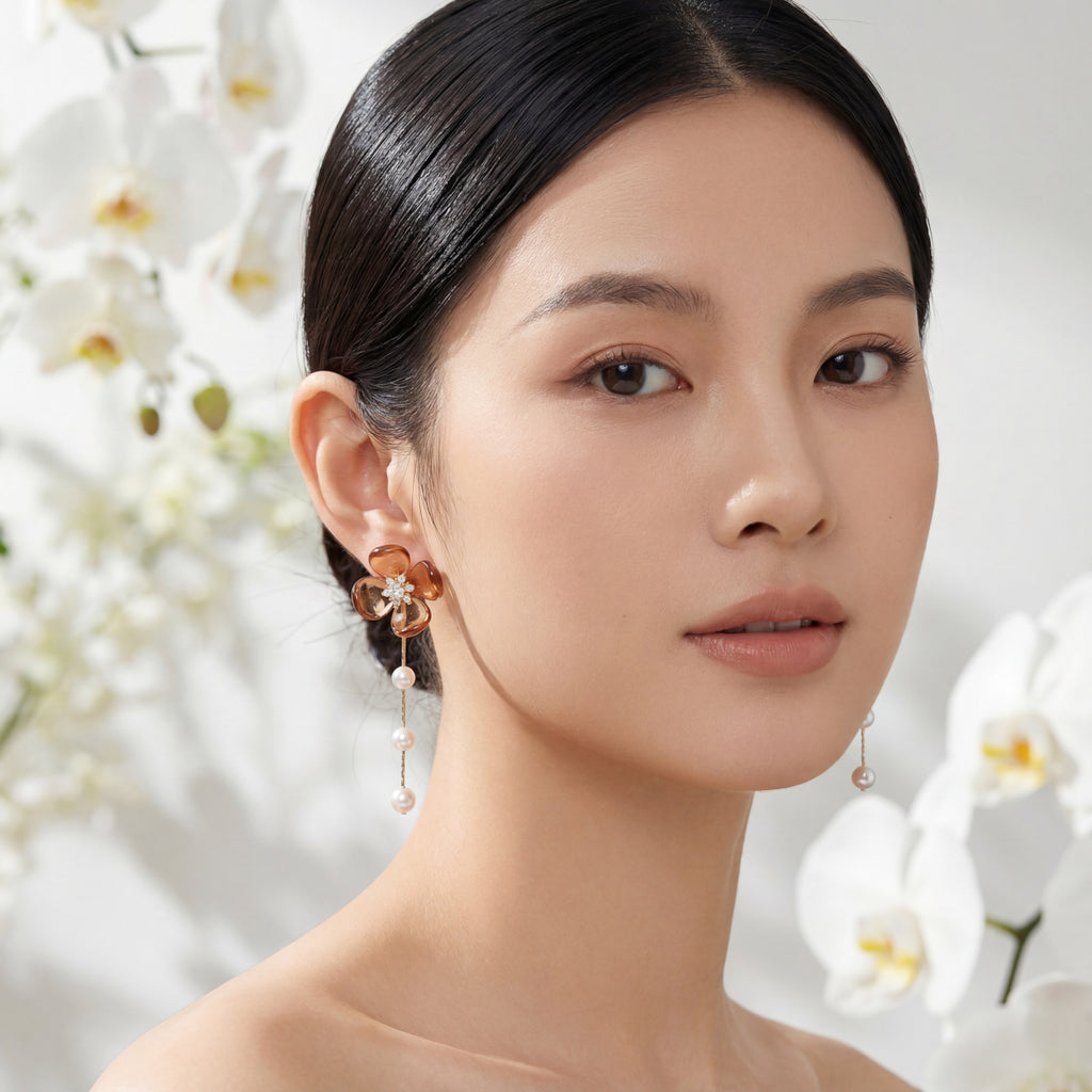 Korean Crimson Floral Drops : YUFSER262