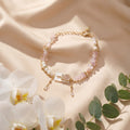 Korean Blushing Rose Quartz & Mother-Of-Pearl Lollipop Bracelet : YUFSBR205
