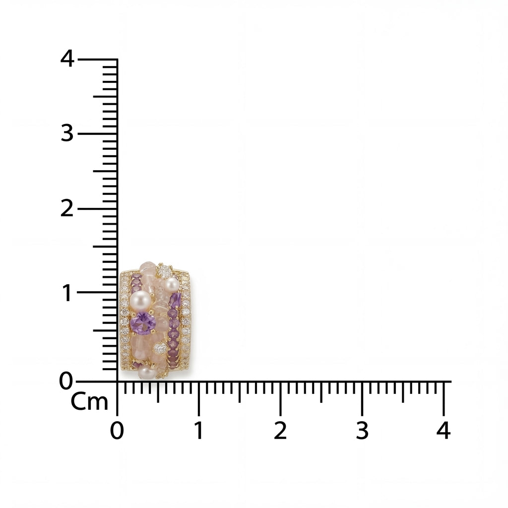 Korean Amethyst Mosaic Half-Hoops