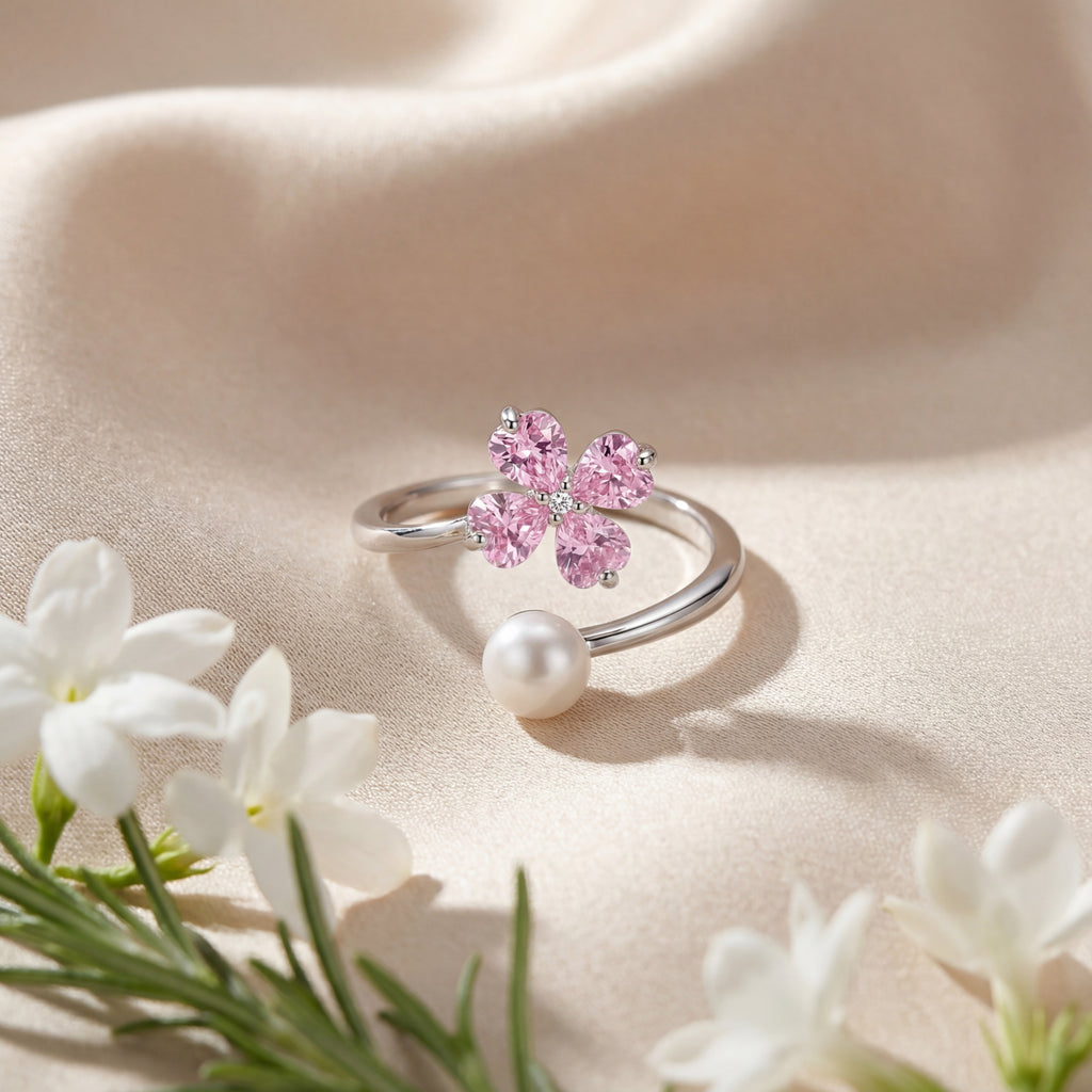 Korean Bloom & Luster Open-Cuff Ring : YUFSRG202