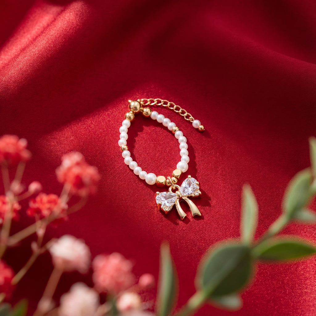 Korean Crystal Ribbon Beaded Ring : YUFSRG221