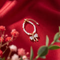 Korean Crystal Ribbon Beaded Ring : YUFSRG221