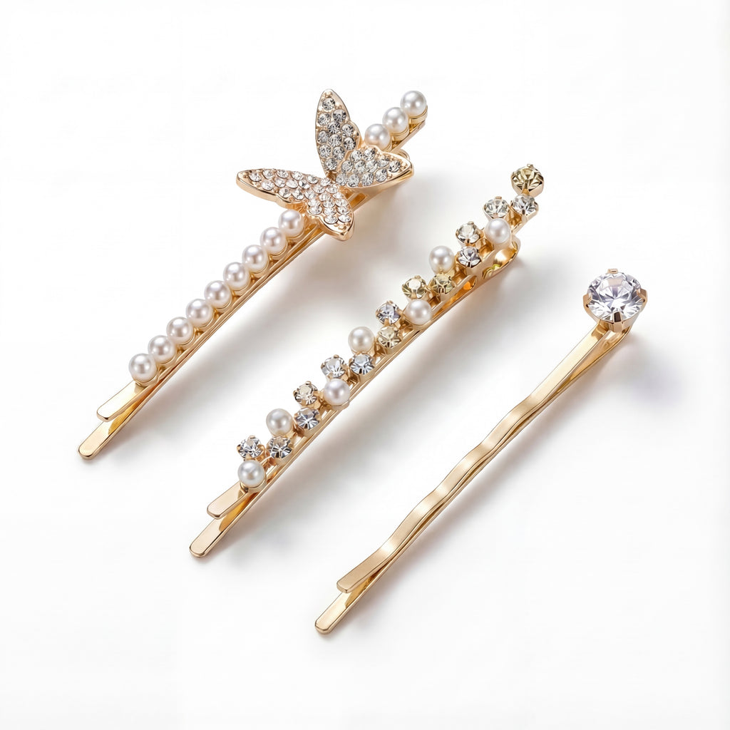 Korean Starlight Butterfly & Pearl 3 Pin Set : YUFSHR213