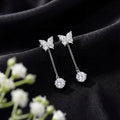 Korean Crystal Butterfly & Pavé Sphere Drop Earrings : YUFSER264