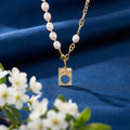 Korean Pearl And Anchor Link Necklace : YUFSNL252