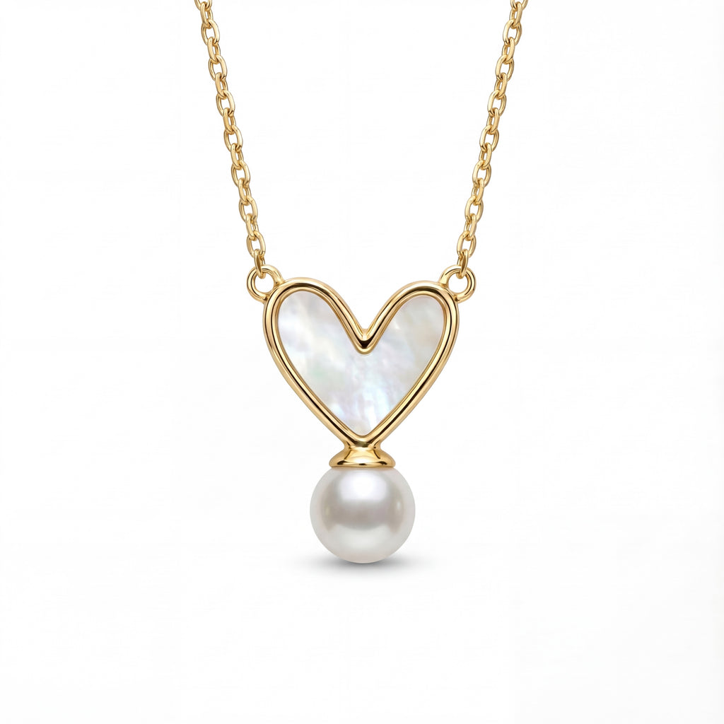 Korean Sweetheart Mother-Of-Pearl & Droplet Pearl Necklace : YUFSNL226