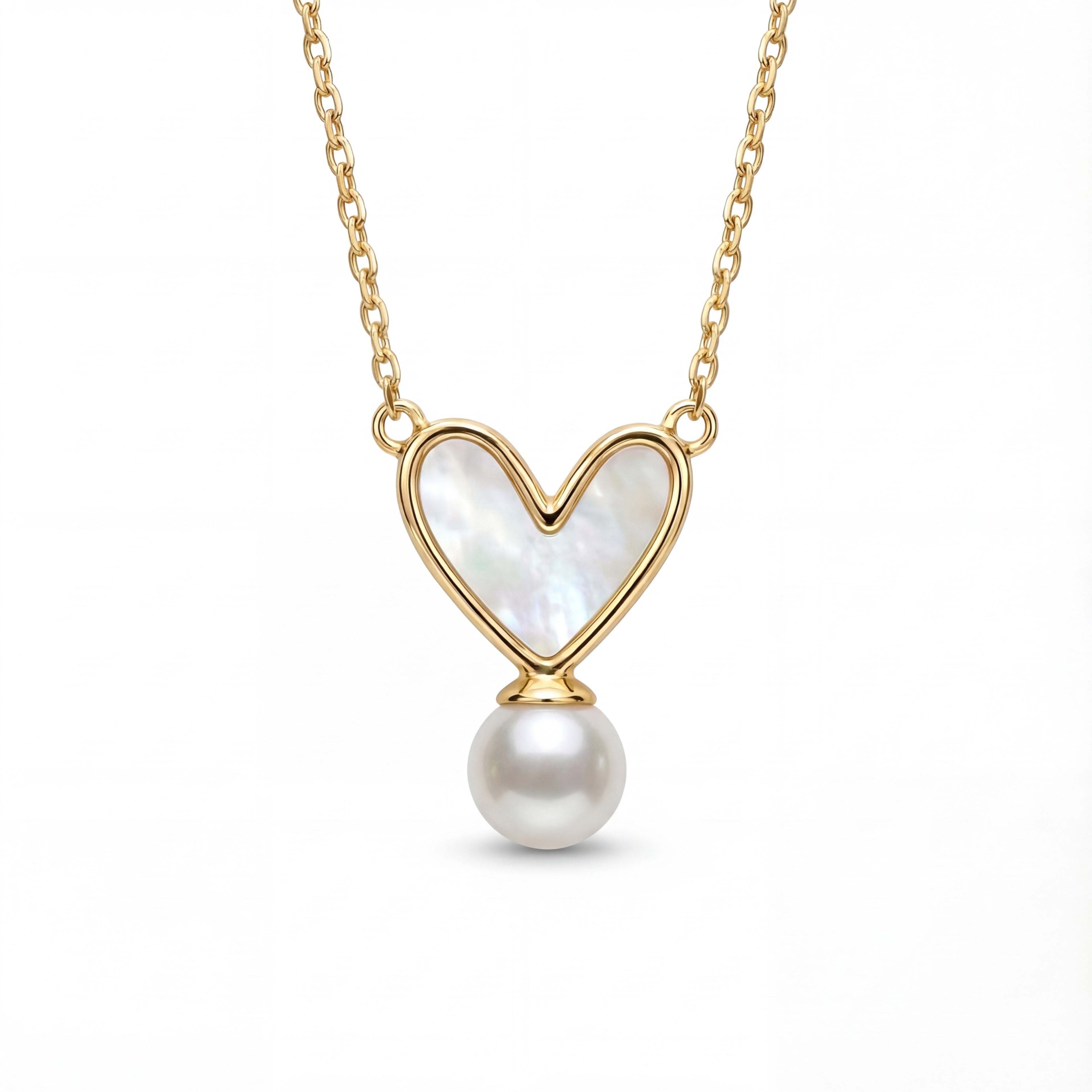Korean Sweetheart Mother-Of-Pearl & Droplet Pearl Necklace : YUFSNL226