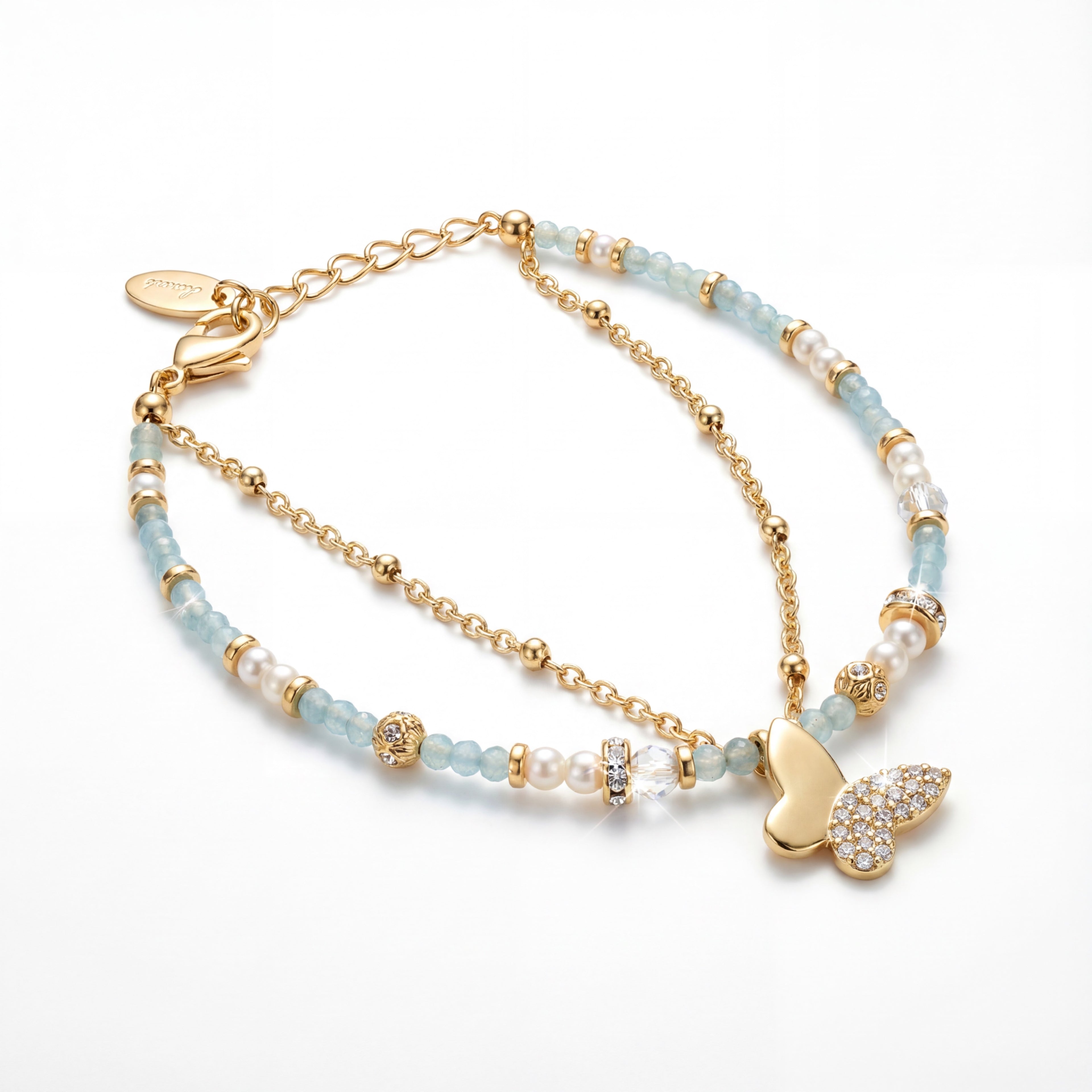 Korean Azure Butterfly Multi-Strand Charm Bracelet : YUFSBR203
