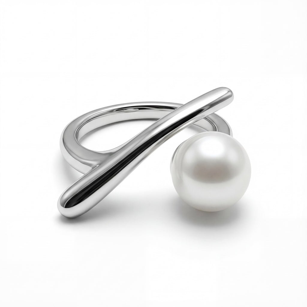 Korean Contemporary Pearl Bypass Ring : YUFSRG212-SL