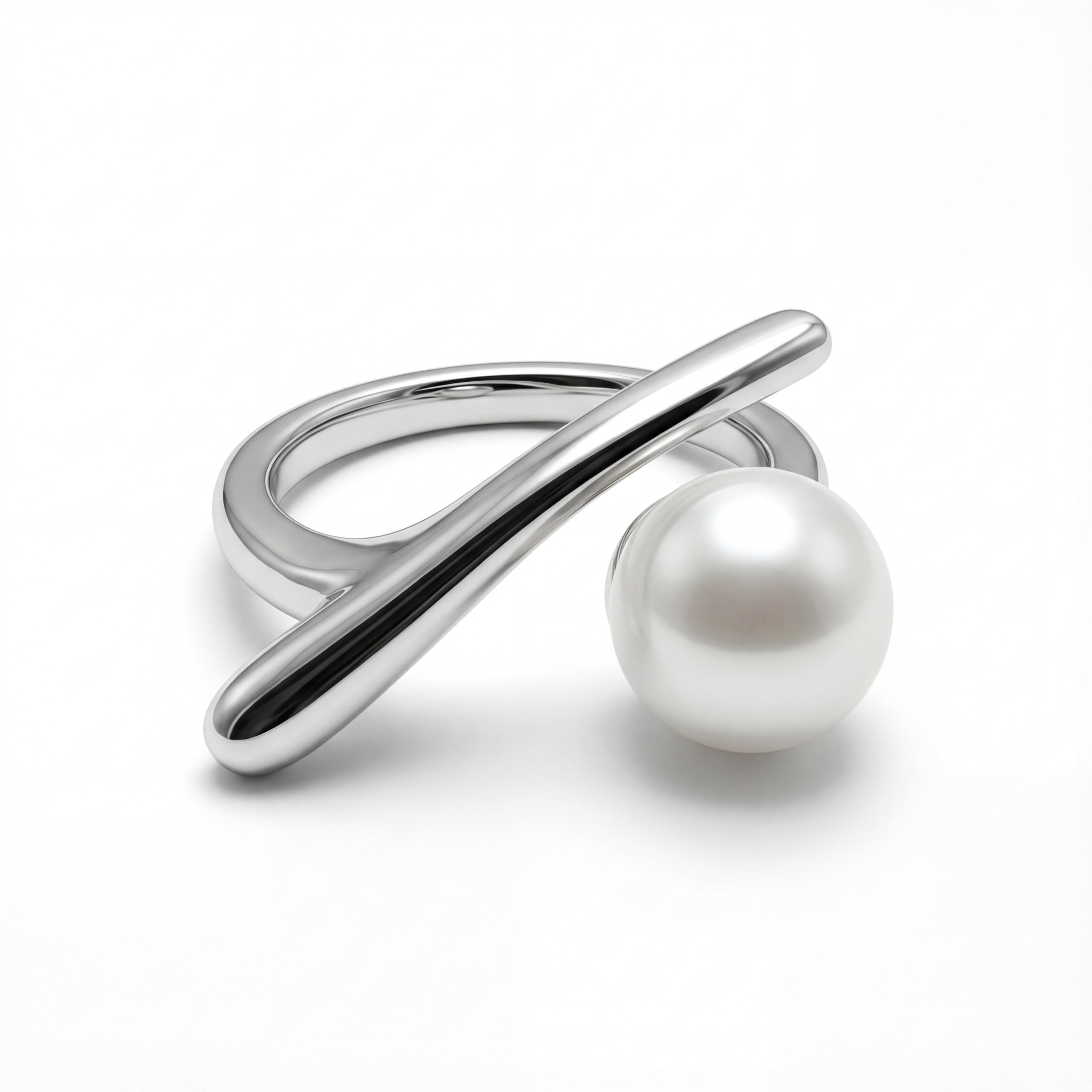 Korean Contemporary Pearl Bypass Ring : YUFSRG212-SL