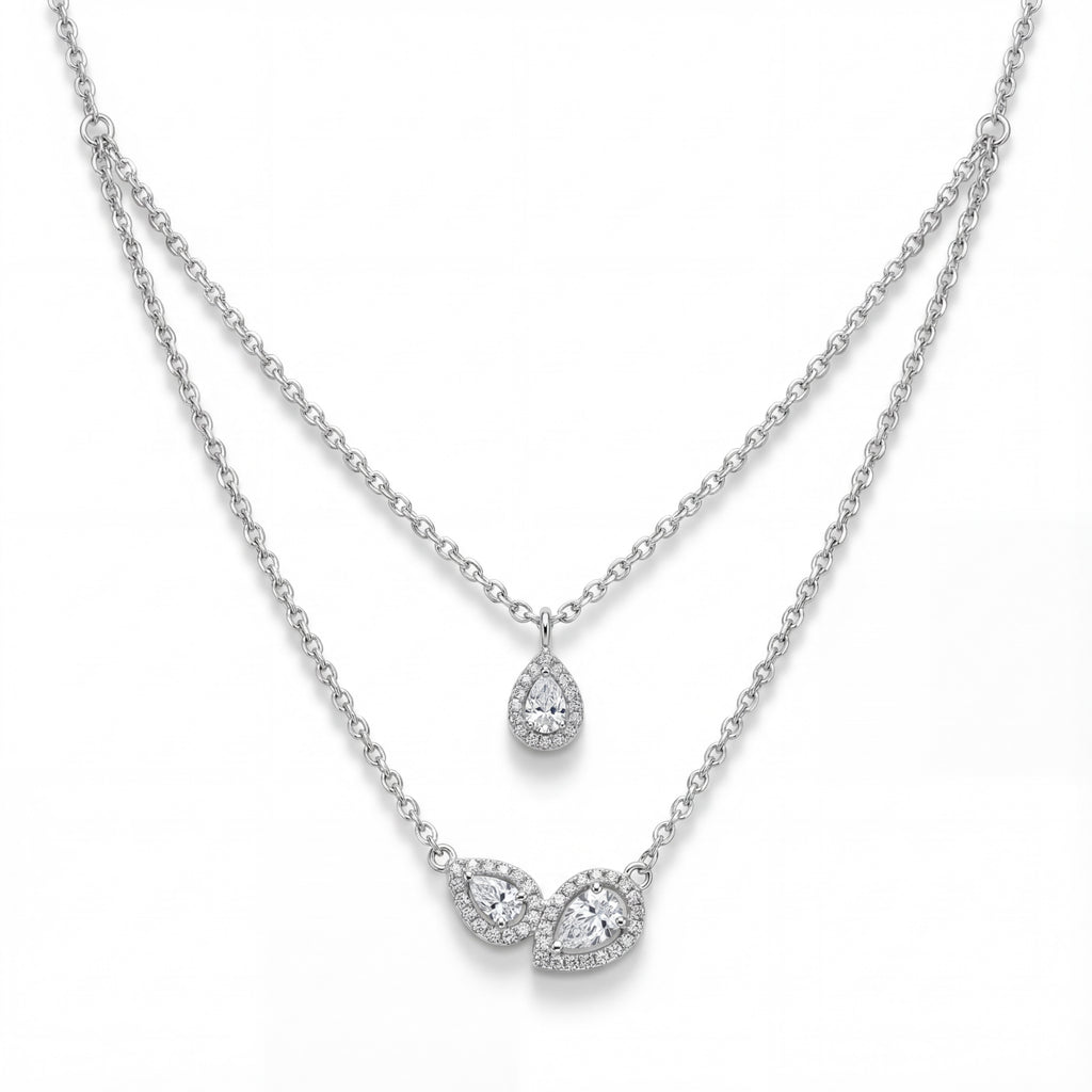 Korean Layered Teardrop & Marquise Petal Necklace : YUFSNL231