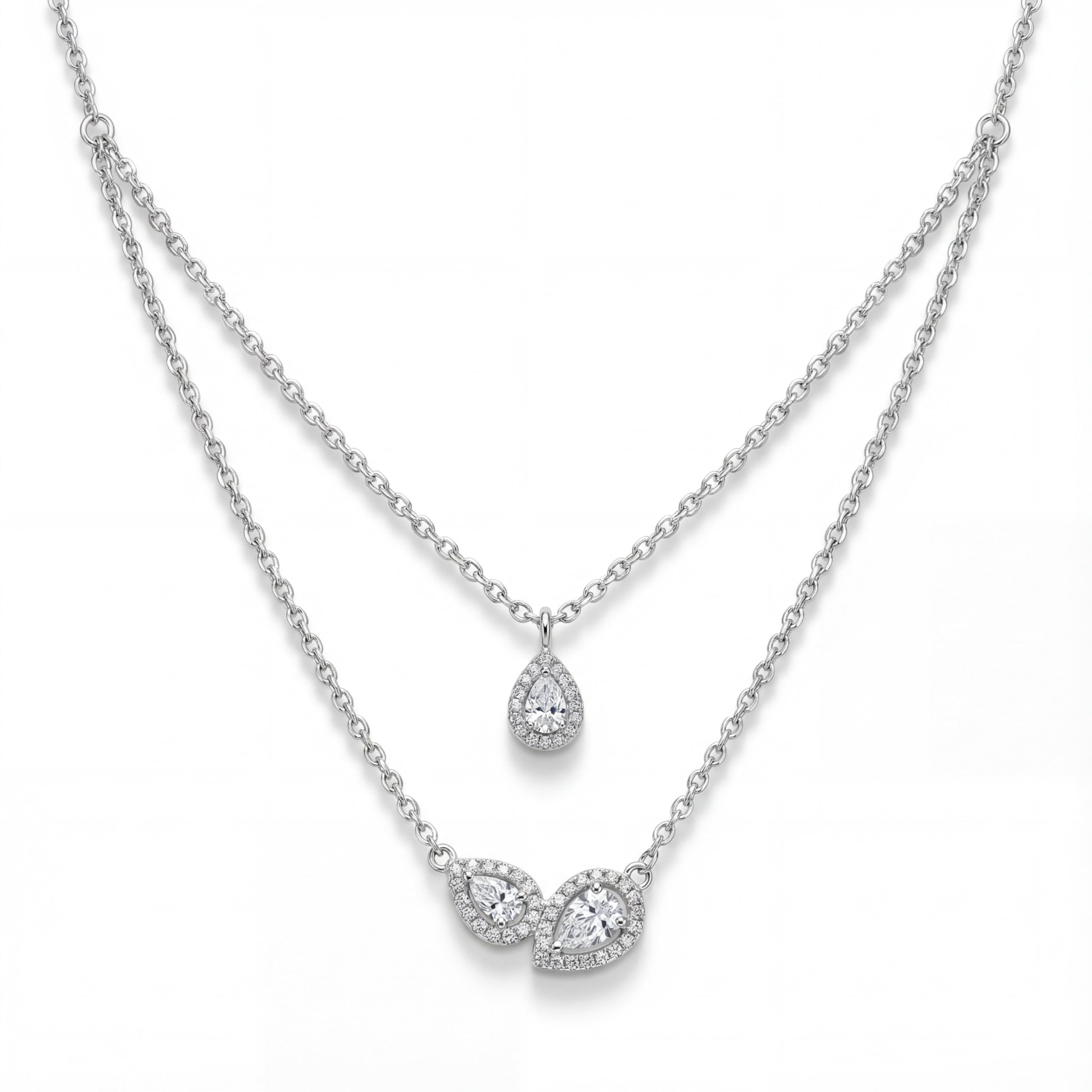 Korean Layered Teardrop & Marquise Petal Necklace : YUFSNL231