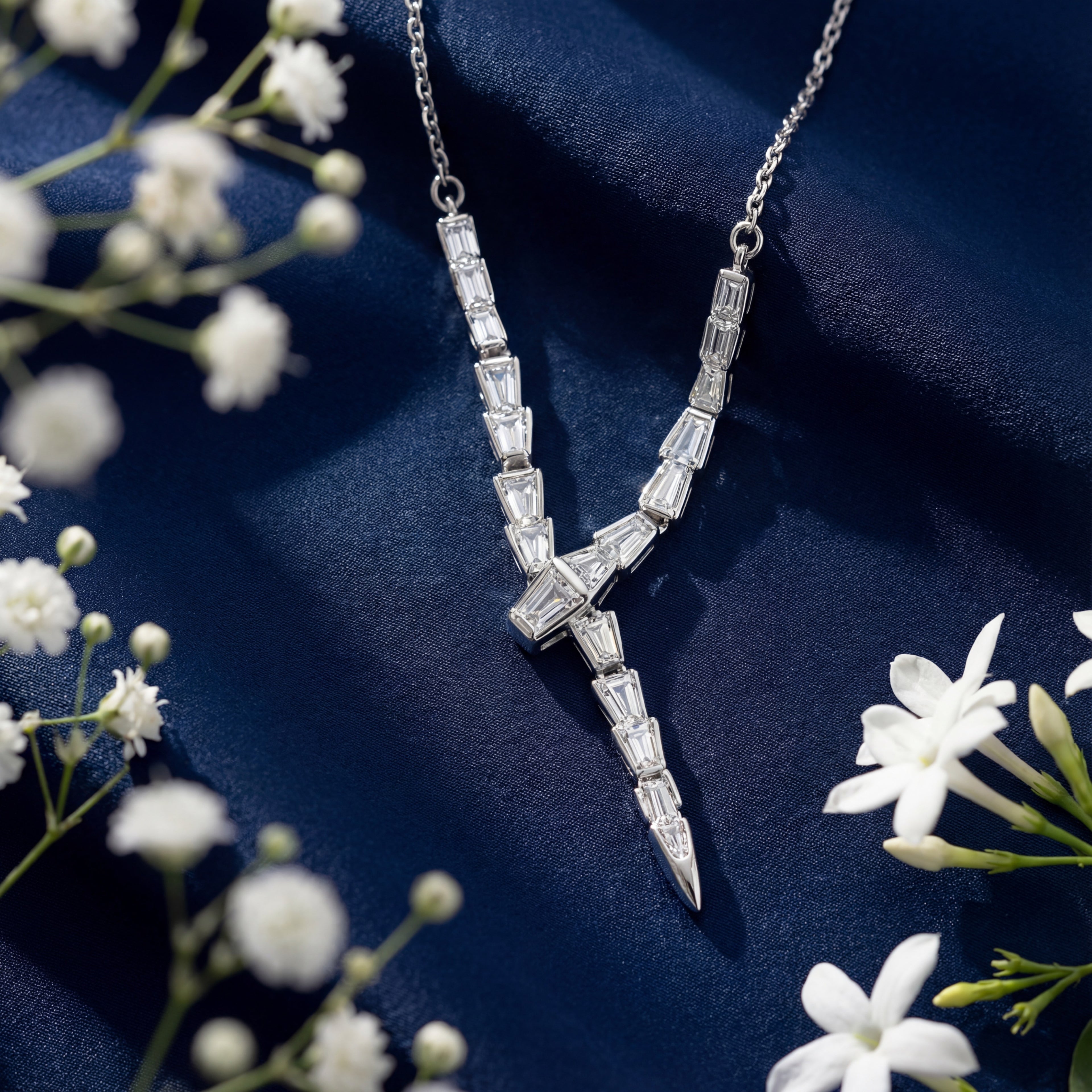 Korean Tapered Baguette Y-Necklace : YUFSNL233