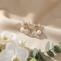 Korean Gilded Pearl Bow Stud Earrings. : YUFSER216