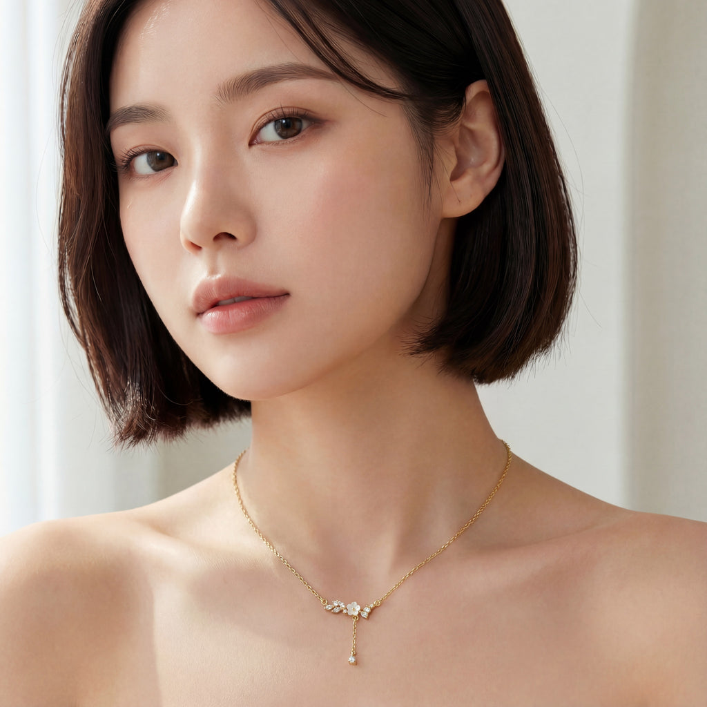 The Floral Drop Lariat, Blossom Cascade Necklace